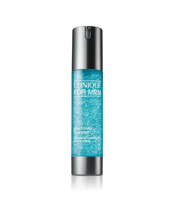 Clinique For Men Maximum Hydrator Activated Water-Gel Concentrate, Intensiver Moisturizer, der trockene Haut mit Feuchtigkeit versorgt und erfrischt.